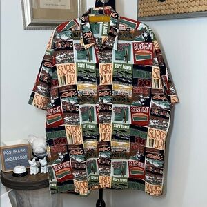 Surf’s Up! Graphic High Seas Trading Co Short-Sleeve Button-Up Sz.3XL